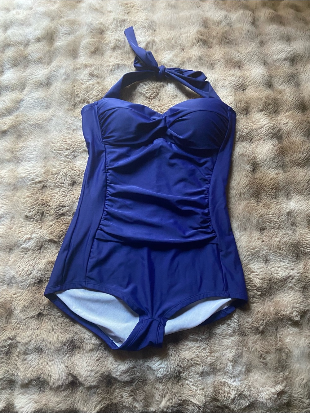 Classic Navy Halter Women One-Piece Swimsuit